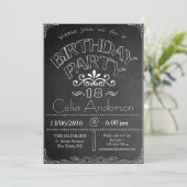 Chalkboard verjaardagsfeest uitnodiging (Staand voorkant)
