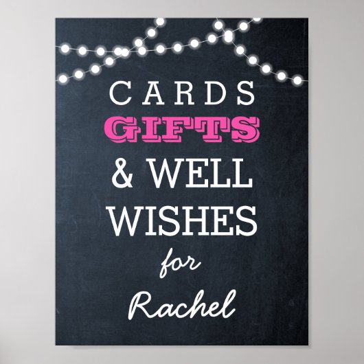 Chalkboard verlicht donkerroze roze tabelteken poster (Voorkant)