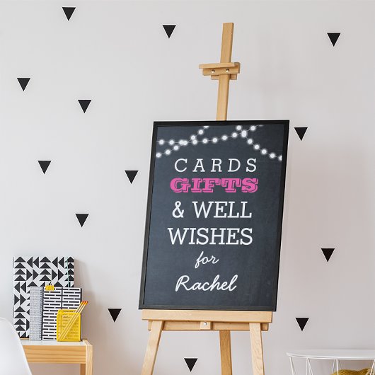 Chalkboard verlicht donkerroze roze tabelteken poster