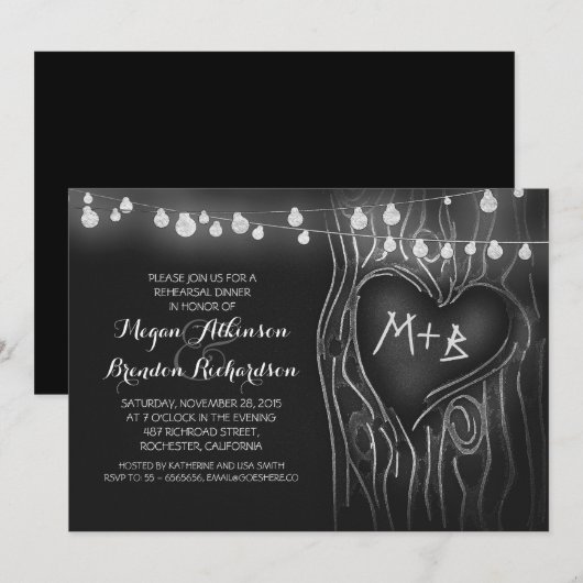 Chalkboard verlichting boom romantische repetitie  kaart (Voorkant / Achterkant)