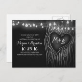Chalkboard verlichting tree save the date briefkaa aankondigingskaart (Voorkant / Achterkant)