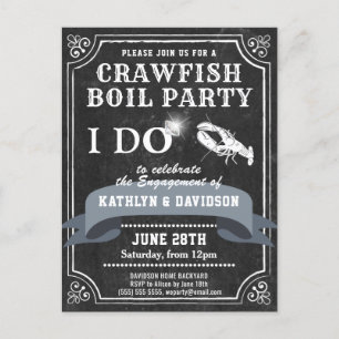 Chalkboard Verloving Crawfish Boil Invitation Briefkaart