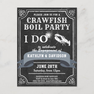 Chalkboard Verloving Foto Crawfish Boil Invite Briefkaart