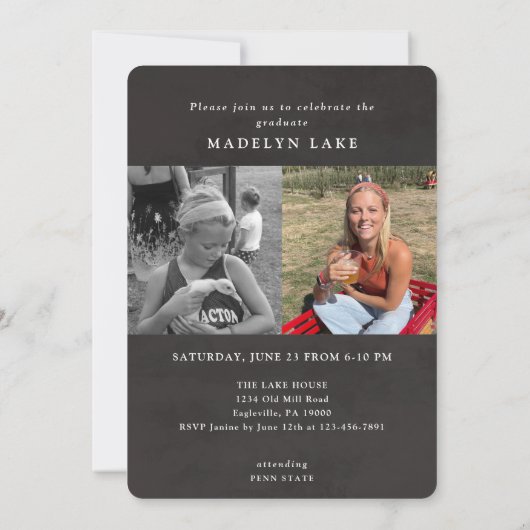 Chalkboard - Verticaal, drie foto-Afstuderen 2023 Kaart (Achterkant)