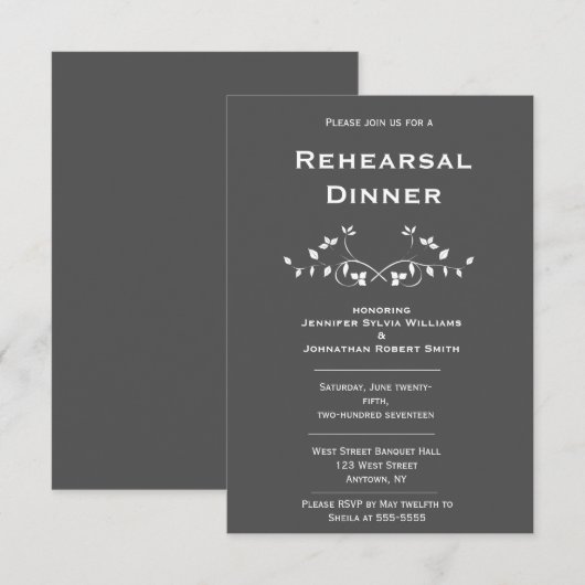 Chalkboard Vines repetitie diner uitnodigingen (Voorkant / Achterkant)