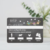 Chalkboard Vintage Floral Garland Wedding RSVP (Staand voorkant)