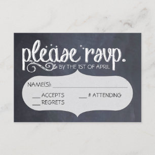 Chalkboard Vintage Wedding RSVP Briefkaart