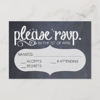 Chalkboard Vintage Wedding RSVP Briefkaart