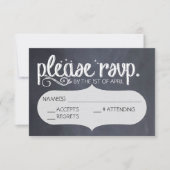 Chalkboard Vintage Wedding RSVP Briefkaart (Voorkant)