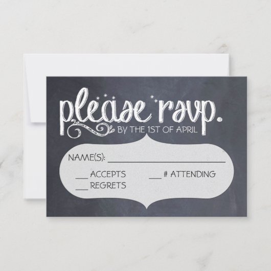 Chalkboard Vintage Wedding RSVP Briefkaart (Voorkant)