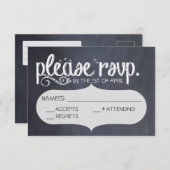 Chalkboard Vintage Wedding RSVP Briefkaart (Voorkant / Achterkant)