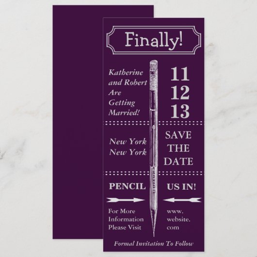 Chalkboard Vintage Wedding Save the Date (Voorkant / Achterkant)