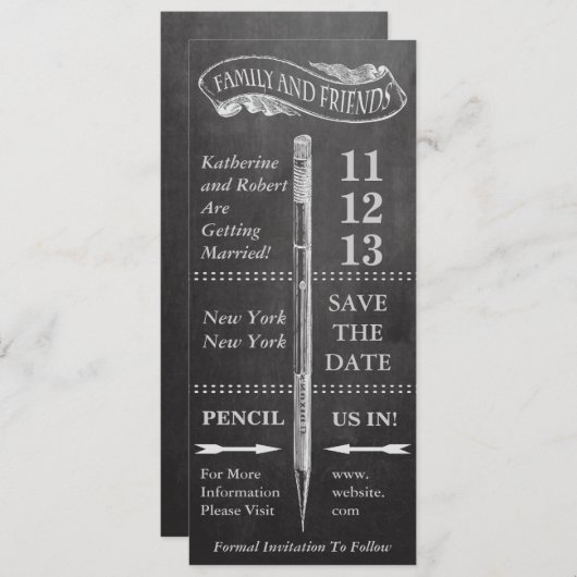 Chalkboard Vintage Wedding Save the Date (Voorkant / Achterkant)