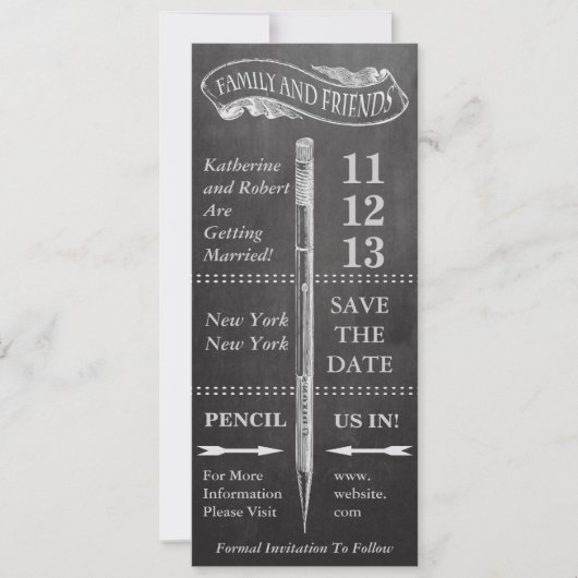 Chalkboard Vintage Wedding Save the Date (Voorkant)