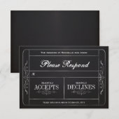 Chalkboard Vintage Wedding Ticket RSVP Kaartje (Voorkant / Achterkant)