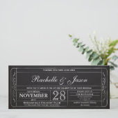 Chalkboard Vintage Wedding Ticket Uitnodiging (Staand voorkant)