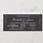 Chalkboard Vintage Wedding Ticket Uitnodiging (Voorkant)