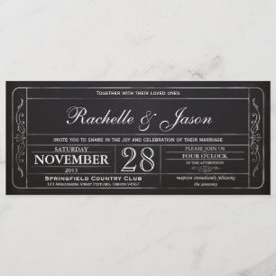Chalkboard Vintage Wedding Ticket Uitnodiging