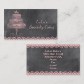 Chalkboard Visitekaartje met roze taart (Voorkant / Achterkant)