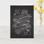 Chalkboard Vogels Gelukkige Moeders Dag Kaart (Gele Bloem)