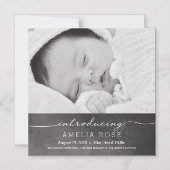 Chalkboard volledige foto-Baby Magnetische Uitnodiging (Voorkant)