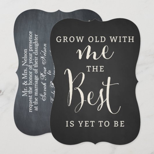 Chalkboard voor altijd & altijd bruiloft uitnodigi kaart (Voorkant / Achterkant)