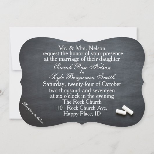 Chalkboard voor altijd & altijd bruiloft uitnodigi kaart (Achterkant)