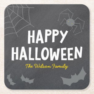 Chalkboard - vriendelijke creaties Happy Halloween Kartonnen Onderzetters