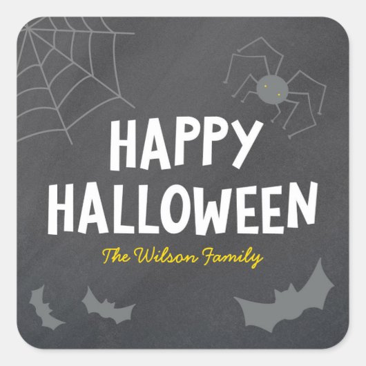 Chalkboard - vriendelijke creaties Happy Halloween Vierkante Sticker (Voorkant)