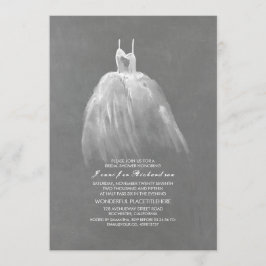 Chalkboard Vrijgezellenfeest Elegant Gown Kaart