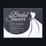 Chalkboard Vrijgezellenfeest  Gown Invitation Aankondigingskaart<br><div class="desc">Een chic bridal doucheuitnodiging met een elegante trouwjurk,  prachtige scripttekst en al uw speciale vrijgezellenfeest details volledig gepersonaliseerd op een chalkboardachtergrond. Het omgekeerde kenmerkt een passende achtergrond met een poka puntpatroon.</div>