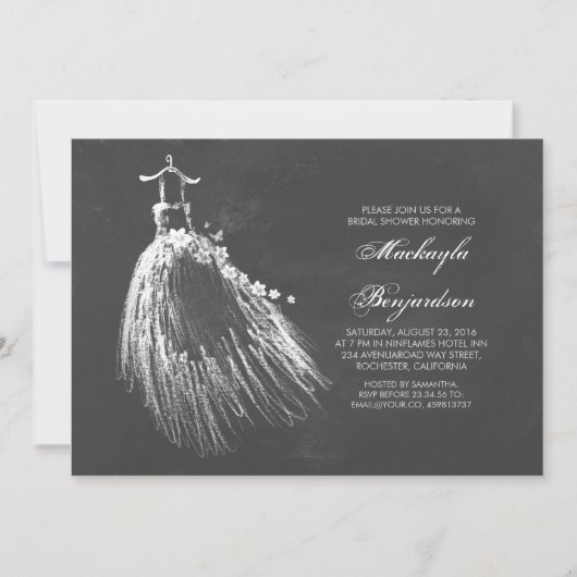 Chalkboard Vrijgezellenfeest met trouwjurk Kaart (Voorkant)