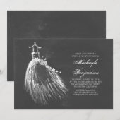 Chalkboard Vrijgezellenfeest met trouwjurk Kaart (Voorkant / Achterkant)