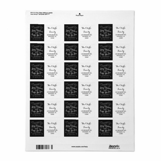 Chalkboard Vrolijk Kerstfeest en Gelukkig Nieuwjaa Etiket (Full Sheet)