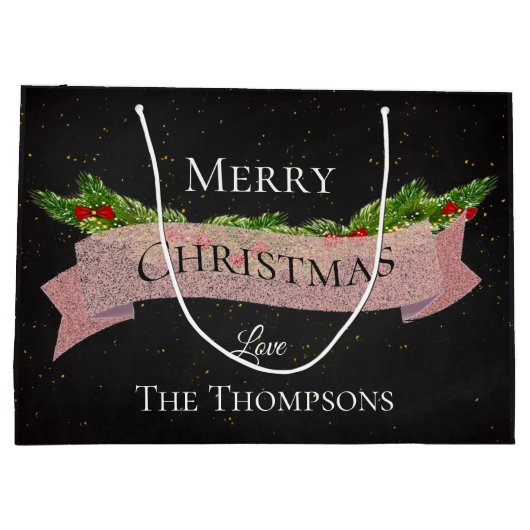 | Chalkboard | Vrolijk kerstfeest | Groot Cadeauzakje (Achterkant)