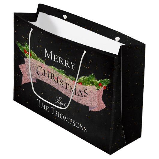  | Chalkboard | Vrolijk kerstfeest | Groot Cadeauzakje (Voorkant Gekanteld)