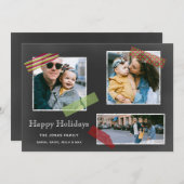 Chalkboard Washi tape Multiple Photo Collage Feestdagenkaart (Voorkant / Achterkant)