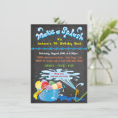 Chalkboard Water Balloon Birthday Pool Invitation Kaart (Staand voorkant)