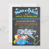 Chalkboard Water Balloon Birthday Pool Invitation Kaart (Voorkant)