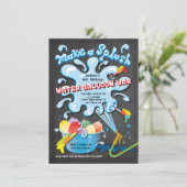 Chalkboard Water Balloon War Birthday party Kaart (Staand voorkant)