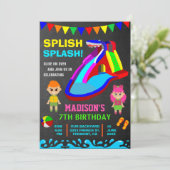Chalkboard Water Slide Kids Birthday Party Invite Kaart (Staand voorkant)