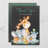 Chalkboard Watercol Cute Oerwoud Animals Hartelijk Bedankkaart (Voorkant / Achterkant)