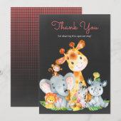 Chalkboard Watercol Cute Oerwoud Animals Hartelijk Bedankkaart (Voorkant / Achterkant)