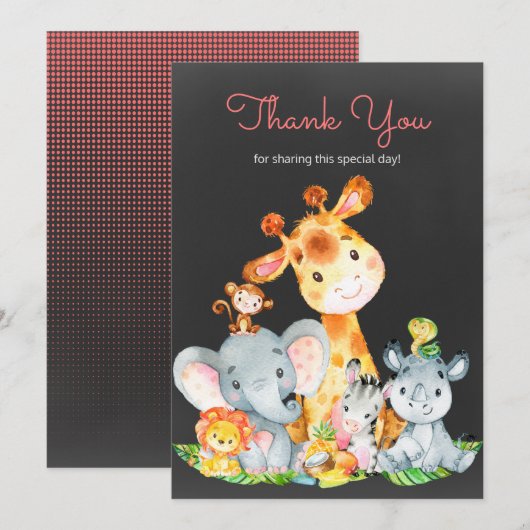 Chalkboard Watercol Cute Oerwoud Animals Hartelijk Bedankkaart (Voorkant / Achterkant)