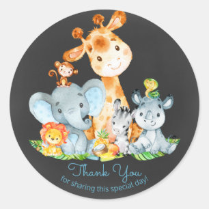 Chalkboard Watercol Cute Oerwoud Animals Hartelijk Ronde Sticker