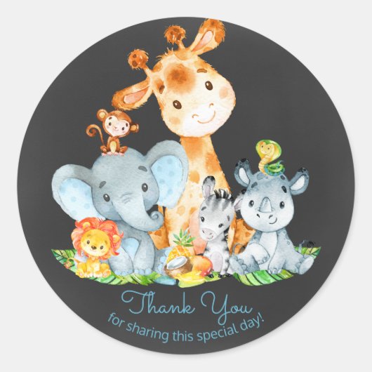 Chalkboard Watercol Cute Oerwoud Animals Hartelijk Ronde Sticker (Voorkant)