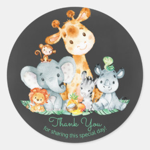 Chalkboard Watercol Cute Oerwoud Animals Hartelijk Ronde Sticker