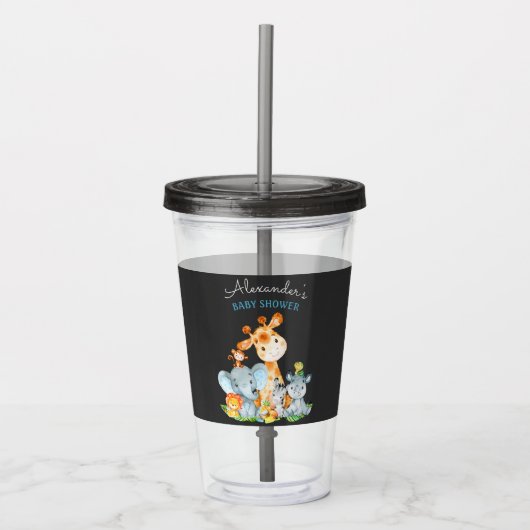 Chalkboard Watercol Cute Safari Oerwoud Baby showe Acryl Drinkbeker (Voorkant)