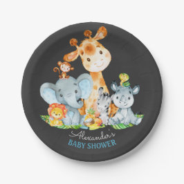Chalkboard Watercol Cute Safari Oerwoud Baby showe Papieren Bordje