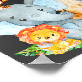 Chalkboard Watercol Cute Safari Oerwoud Baby showe Poster (Hoek)